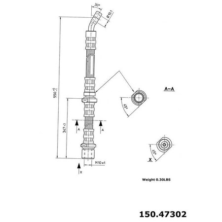 Centric Parts Brake Hose, 150.47302 150.47302